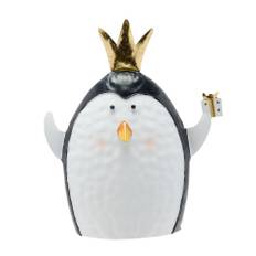 Metal Penguin with Crown - 20cm One Size