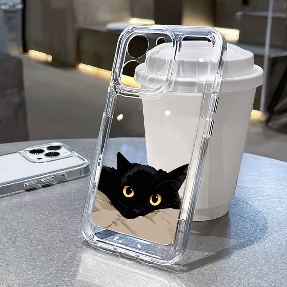 Black Cat Funny Couple Phone Case For Xiaomi 12T 13t 14t 15t 17 Pro Max For Xiaomi Mi Lite 5G Ne 13 14 15 Ultra 12 Clear Funda