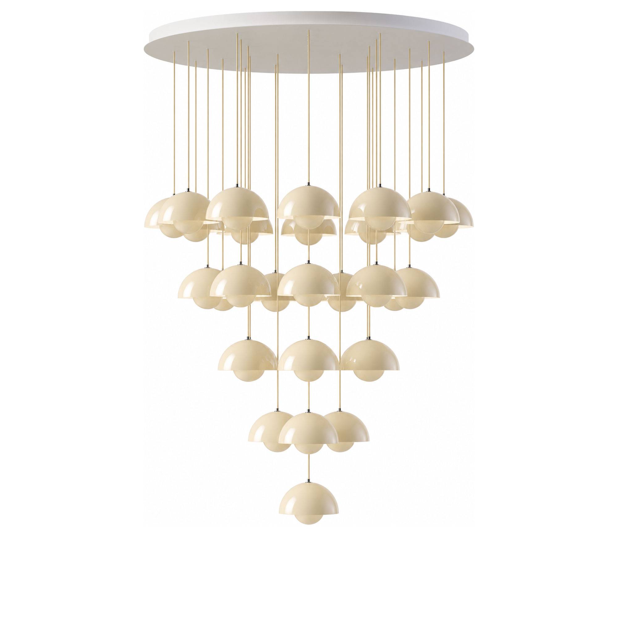 &Tradition - Flowerpot Chandelier VP1 10 Pendants ivory - Takkronor - Verner Panton - Beige