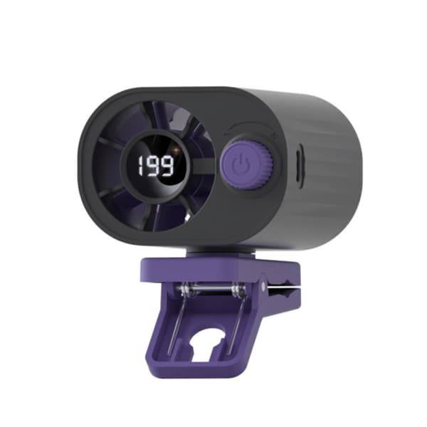 Bärbar clipfläkt 199-stegs digital styrning för midja, ryggsäck, paraply och bil – USB-uppladdningsbar, 360° justerbar, stark klämma Black