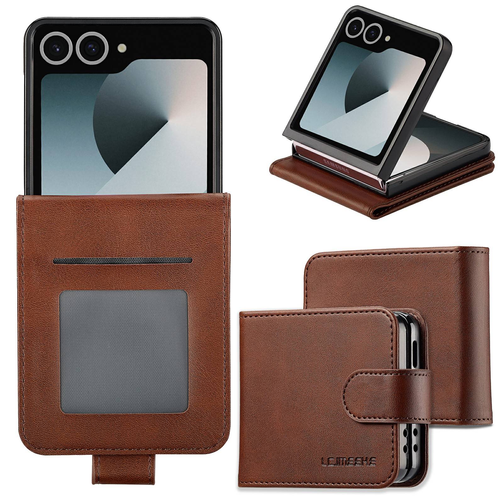 LC.IMEEKE Plånboksfodral Samsung Galaxy Z Flip 8 Brun