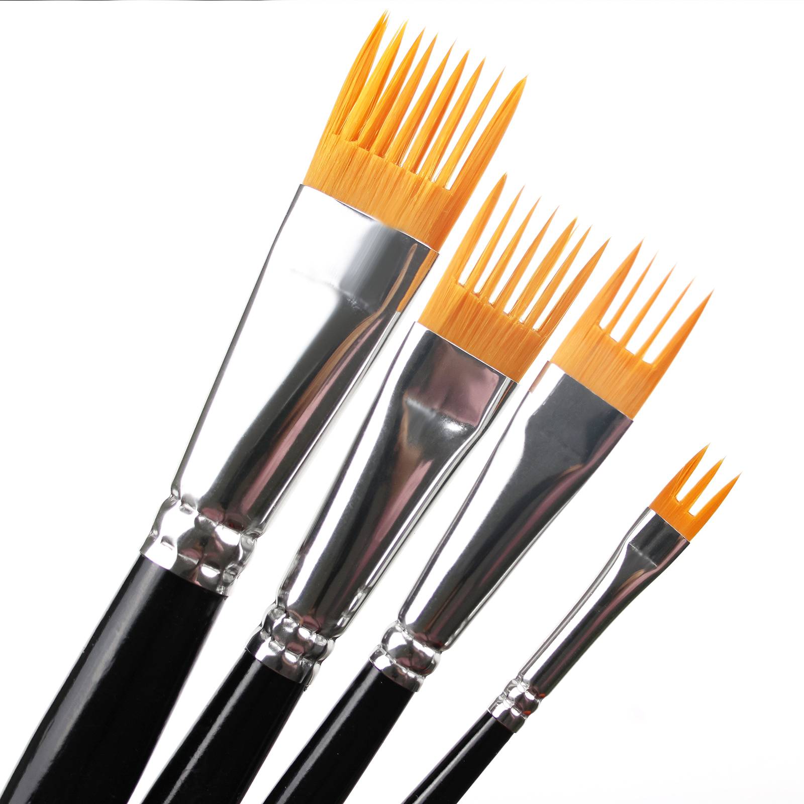 4pcs Comb Shape Nylon Bristle Watercolor Brushes for Artists' Variety of Painting Techniques, Painting Accessories