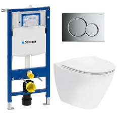 Toiletpakke m/Geberit cisterne, Ifø Spira Art toilet m/sæde, og krom trykplade
