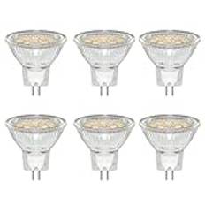 6-pack LED-lampor GU4 3W, varmvit, 3000 K, motsvarande 30 W halogenlampa, 300 LM, 12 V-24 V AC/DC, 120° stråle, med genomskinligt skyddsglas, ej dimbar