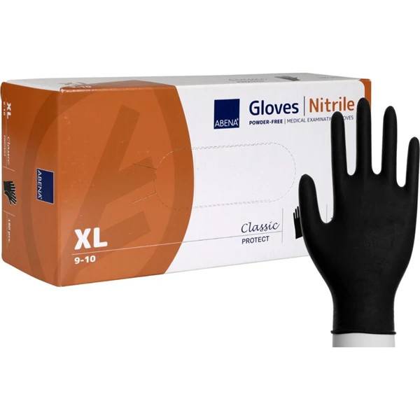 Nitrilhandskar svart utan puder XL, 200 st CAT III