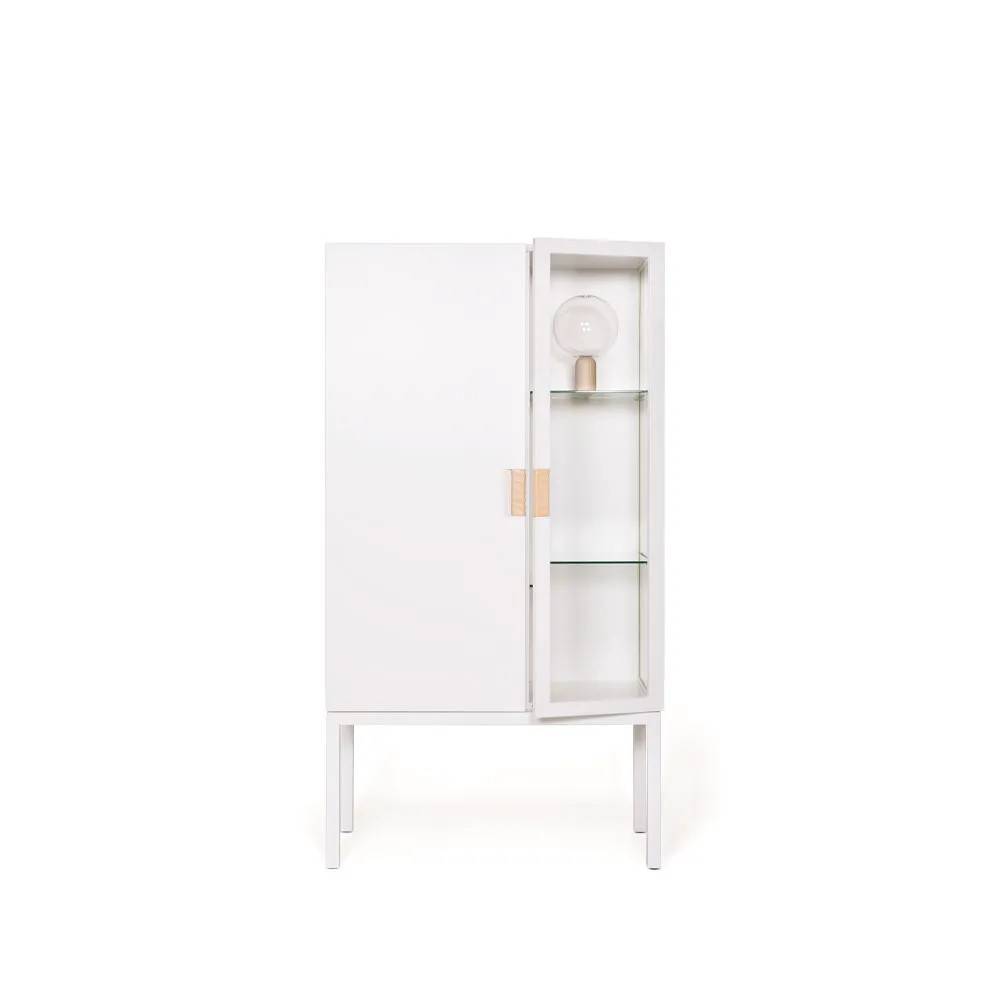 Asplund Frame Semi vitrinskåp white, läder natural - Vit