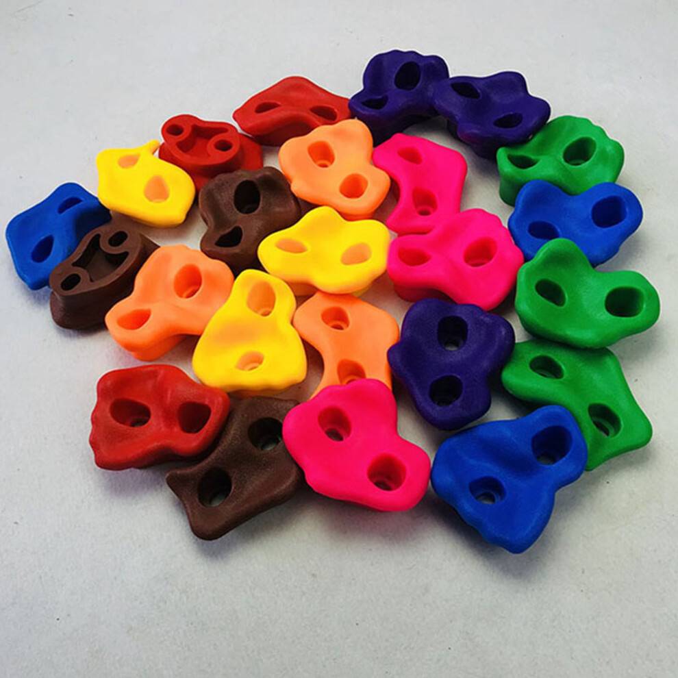 20Pcs Mixed Color Plastic Children Kids Rock Climbing Wood Wall Stones Hand Feet Holds Grip Kits with Screws