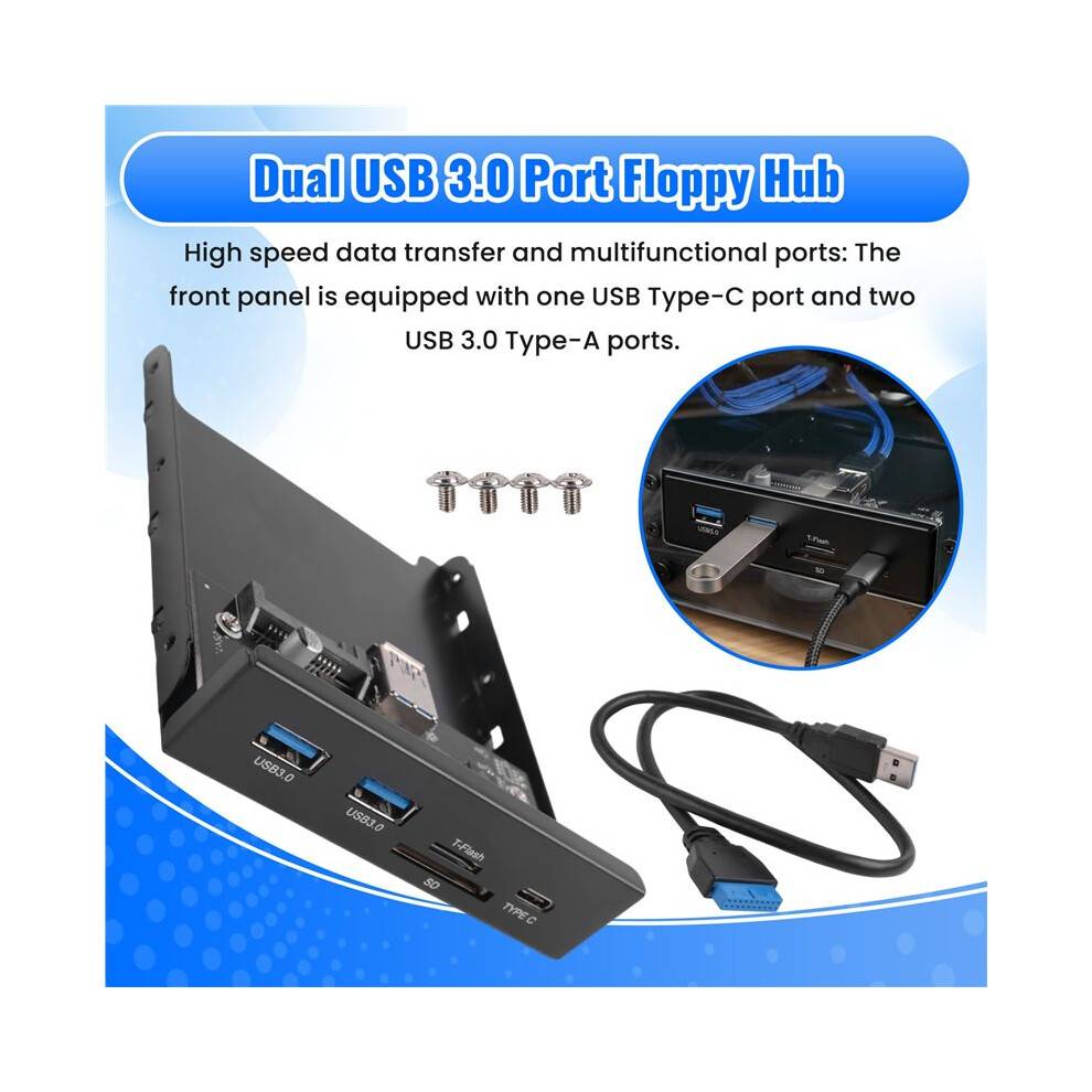 USB 3.0 Micro-/TF Flash 3.5 Internal Card Reader USB-C Type-C Front Panel Dual USB 3.0 Port Floppy Hub for 3.5in Open