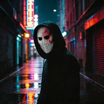 1 st Killer Bloody Hockey-mask, Halloween-festkostymtillbehör - Multifärgad