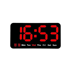 Digital Vægur, 9 Tommer LED Digitalt Ur, 12/24 Timer, Store Tal, Lille Lydløs Vægur Sort Røde Bogstaver