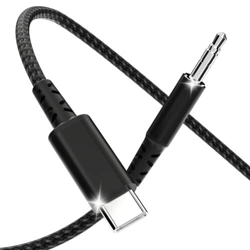 USB C auf Aux Kabel 1.2M, USB Typ C auf Klinke Kabel 3.5mm Audio Aux Dauerhaft kompatibel mit iPhone 16/15 Pro Max, Galaxy S24/S23/S22 Ultra, iPad Pro, Pixel, Huawei P40