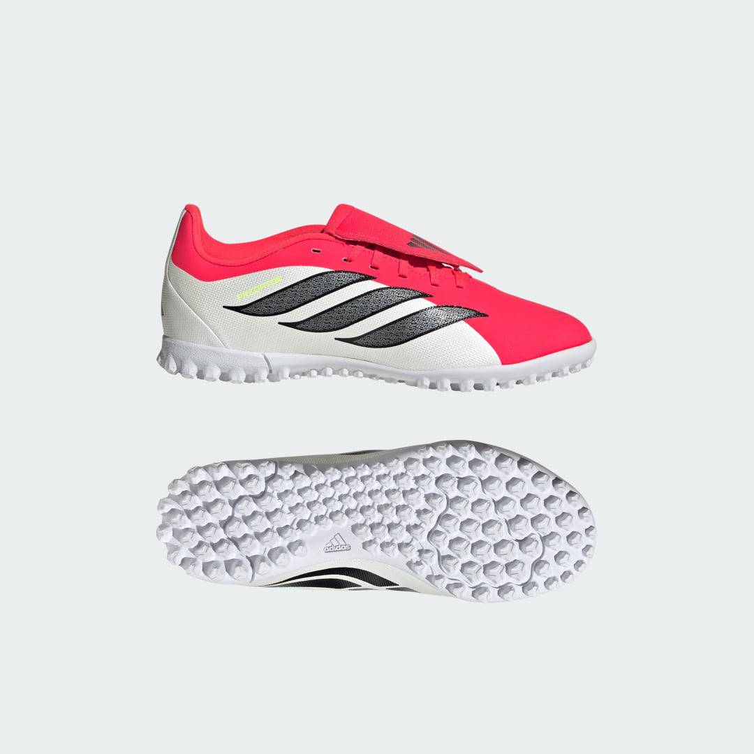 PREDATOR CLUB Fold-Over Tongue Turf Fotbollsskor Barn - Lucid Red / Core Black / Cloud White - 31
