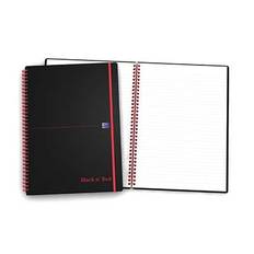 5 x Oxford Black’n’Red spiralblok PP A4 linjeret