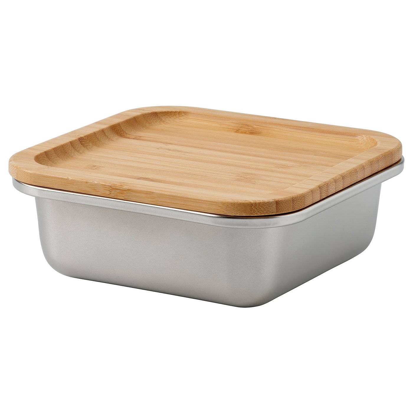 IKEA 365+ matlåda med lock, fyrkantigt rostfritt stål/bambu, 600 ml