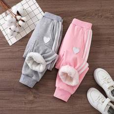 Träningsbyxor i fleece med hjärtmönster och fickor för unga flickor - Multifärgad (6Y,7Y,4Y,5Y)