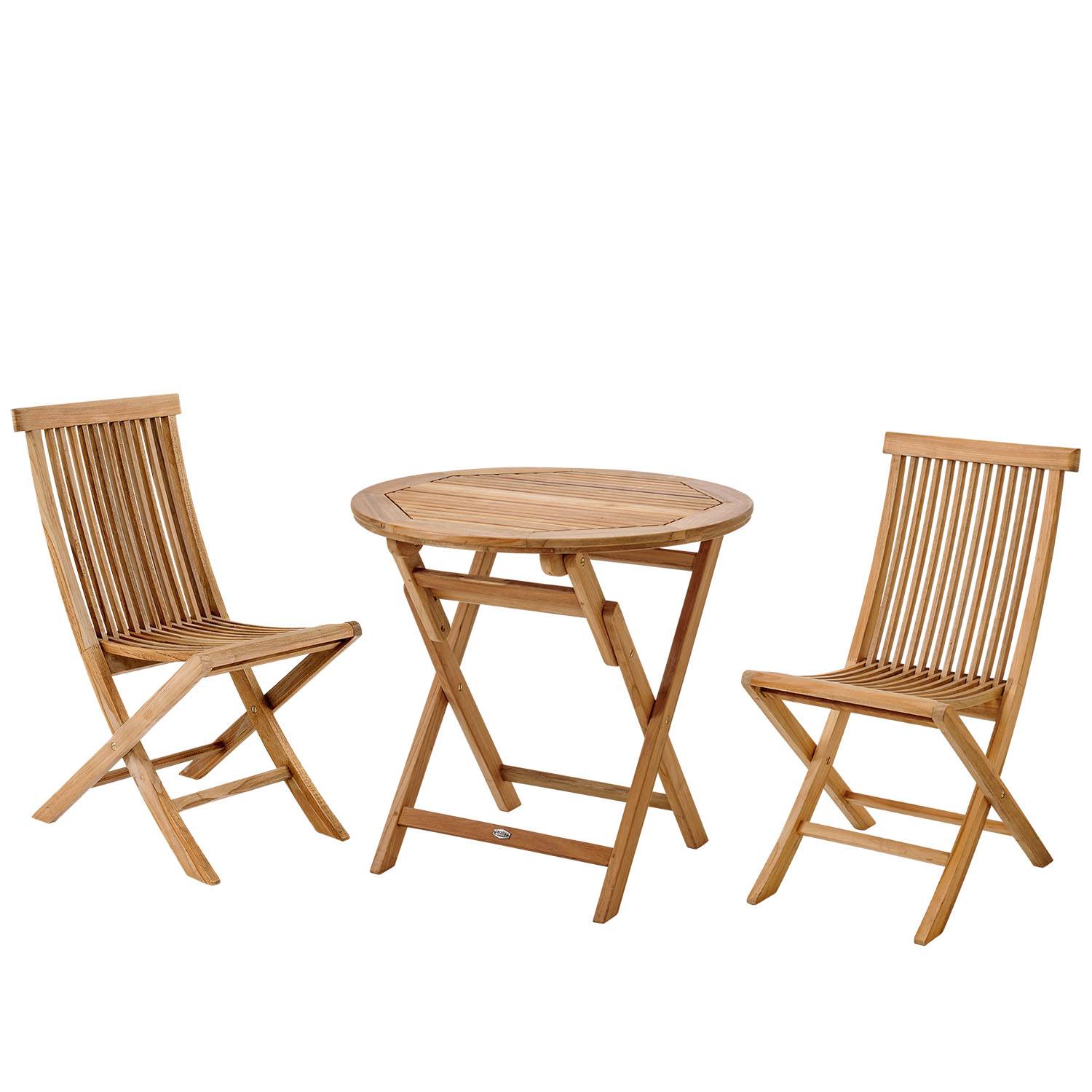 Turin cafégrupp rund teak - Träfärgad