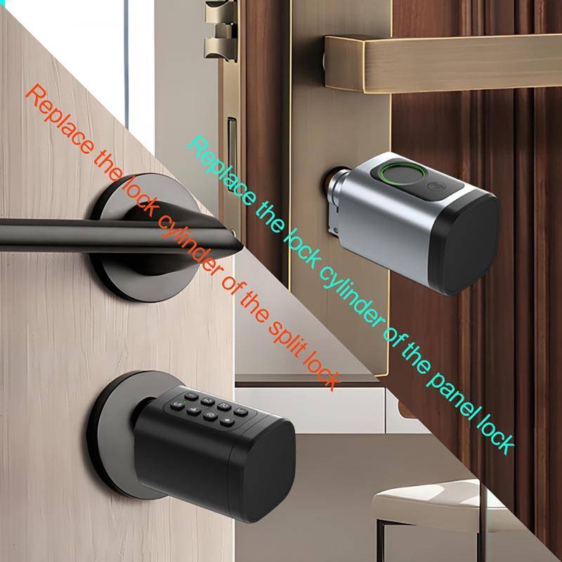 Smart Elektroniskt Dörrlås APP/ Lösenord/ Kort/ Nyckel/ Fingeravtryck Lås upp Tuya TTLock APP Smart Justerbart Cylinderlås för Hemmet
