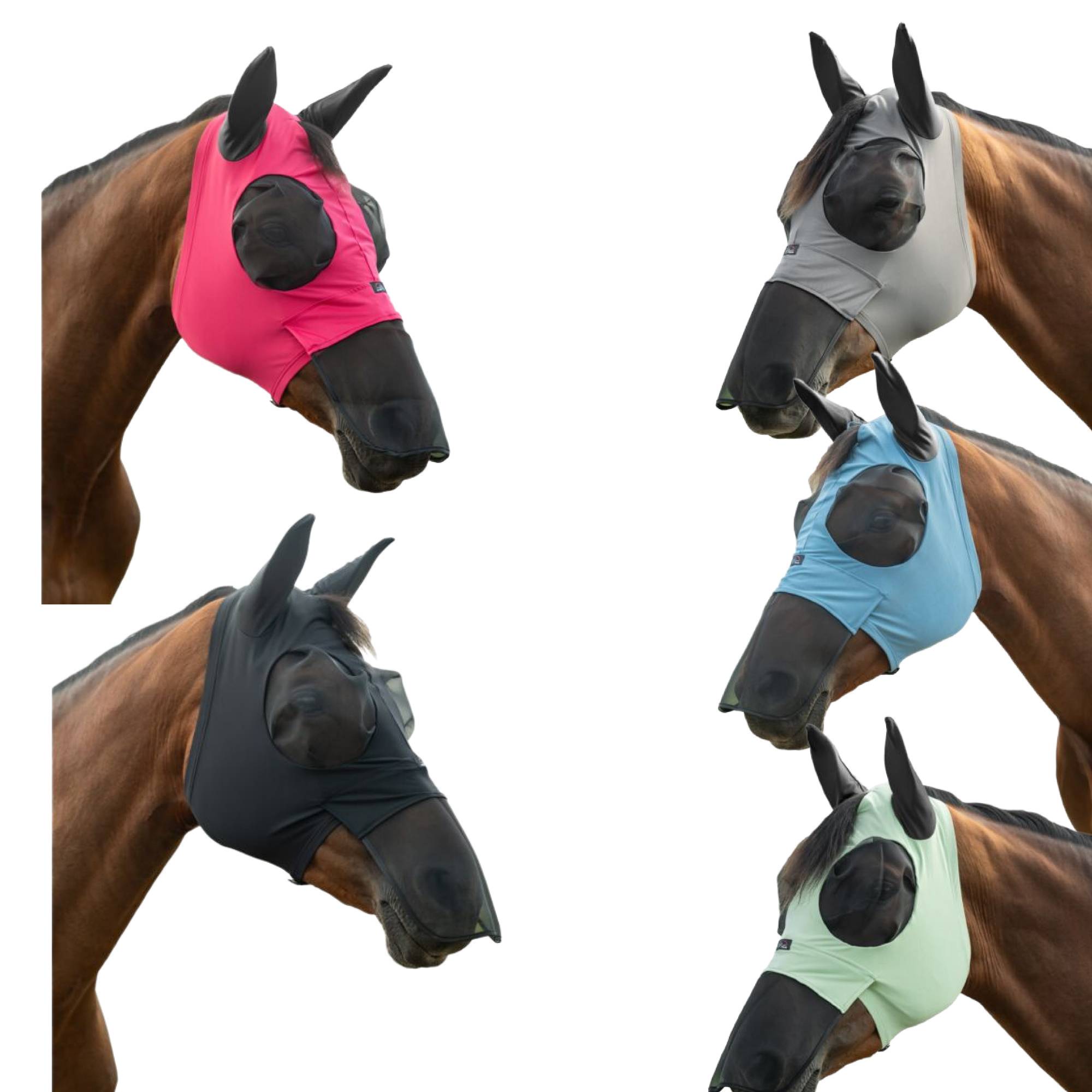 Anti-fly mask -Elastic- med mule beskyttelse Magenta S