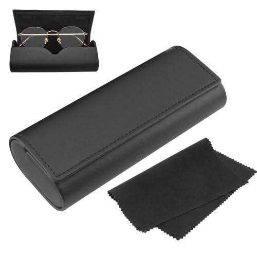 Brillenetui Hardcase, Premium Lederbrillenbox, Brillen Etui Damen und Herren,Hartschale Brillenetui Schwarz Wird mit Einem Mikrofasertuch,Brillen-Aufbewahrungsbox für den Optimalen Schutz Ihrer Brille