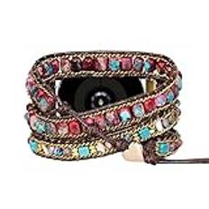 Juaupepo Boho sten klockarmband kompatibel med Samsung Galaxy Watch 3 45 mm, kvinnor män 22 mm armband handgjord natursten färgglad jaspisrem för Galaxy Watch 73 mm/Gear S smartklocka