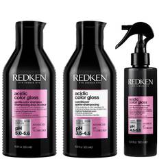 Redken Acidic Color Gloss Sulphate-Free Shampoo and Conditioner 500ml and Heat Protection Leave-in Treatment 190ml Bundle