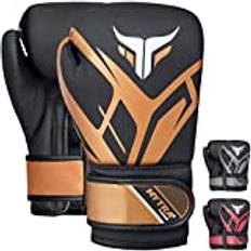 Mytra Fusion Kids boxningshandskar Junior boxningshandskar med ventilerad Palm MMA, Muay Thai, sparring, slåss, stanshandskar (Black/Gold, 8-oz)