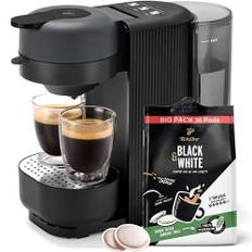 Tchibo Kaffeepadmaschine „CALL ME PAD“ inkl. 36 Black & White Pads, mit To-Go Becher Taste, für 2 Tassen, schnell und leise, automatische Abschaltfunktion, Graphite