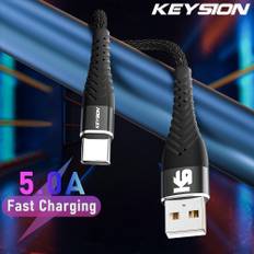 KEYSION 5A 2m USB Typ C Kabel Micro USB Snabbladdning Mobiltelefon Android Laddare Type-C Datasladd För Samsung A53 Xiaomi 11T Type C 5A-0.25m röd