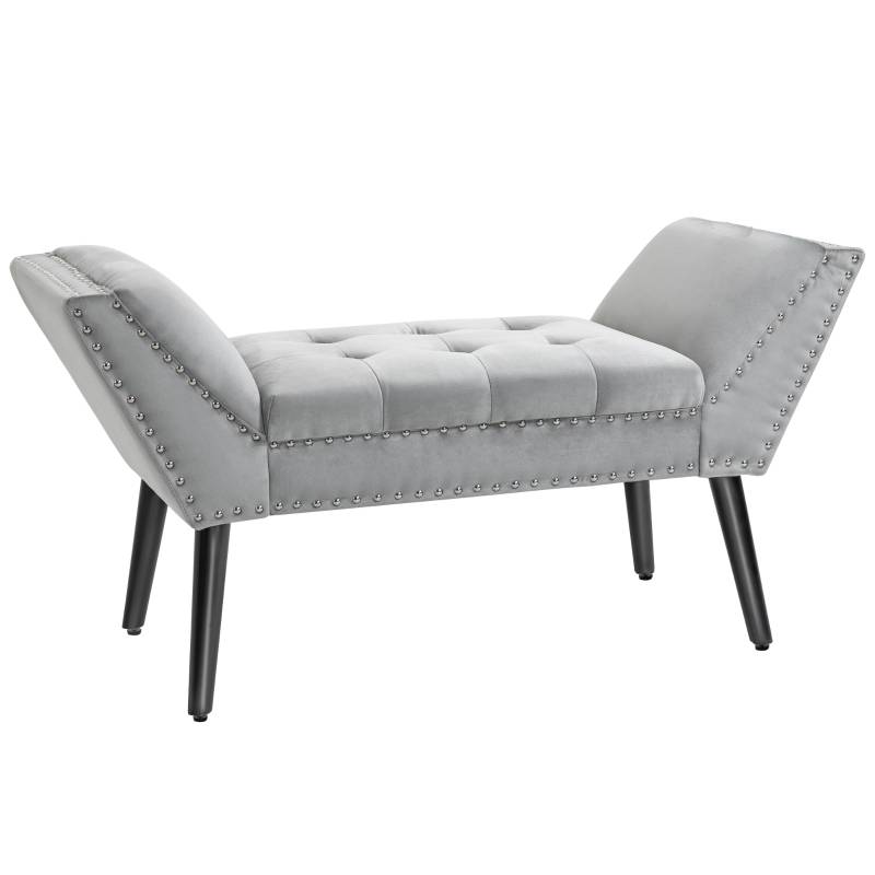 Sittbänk sammet ljusgrå