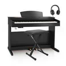 DP-10X Digitalpiano från Gear4music + Tillbehörspaket, Högblank Svart