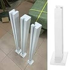 304 glasklämstolpe i rostfritt stål, vit bänkstål för räckespelare, kommersiella villor Loft Hotelldäckstrappor Balustradestängsel (vit mittstolpe, H-130 cm/51,2 tum)
