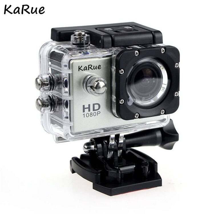 Karue actionkamera 2.0 " 90d undervattens vattentät hjälm cam kamera sport cam 720p 12mp upplösning 30m vattentät - silver-- / 1 batteri 1 laddare