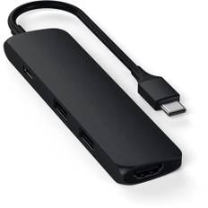 Slim USB-C MultiPort Adapter med 4K HDMI videoutgång och 2 USB 3.0 portar - Svart