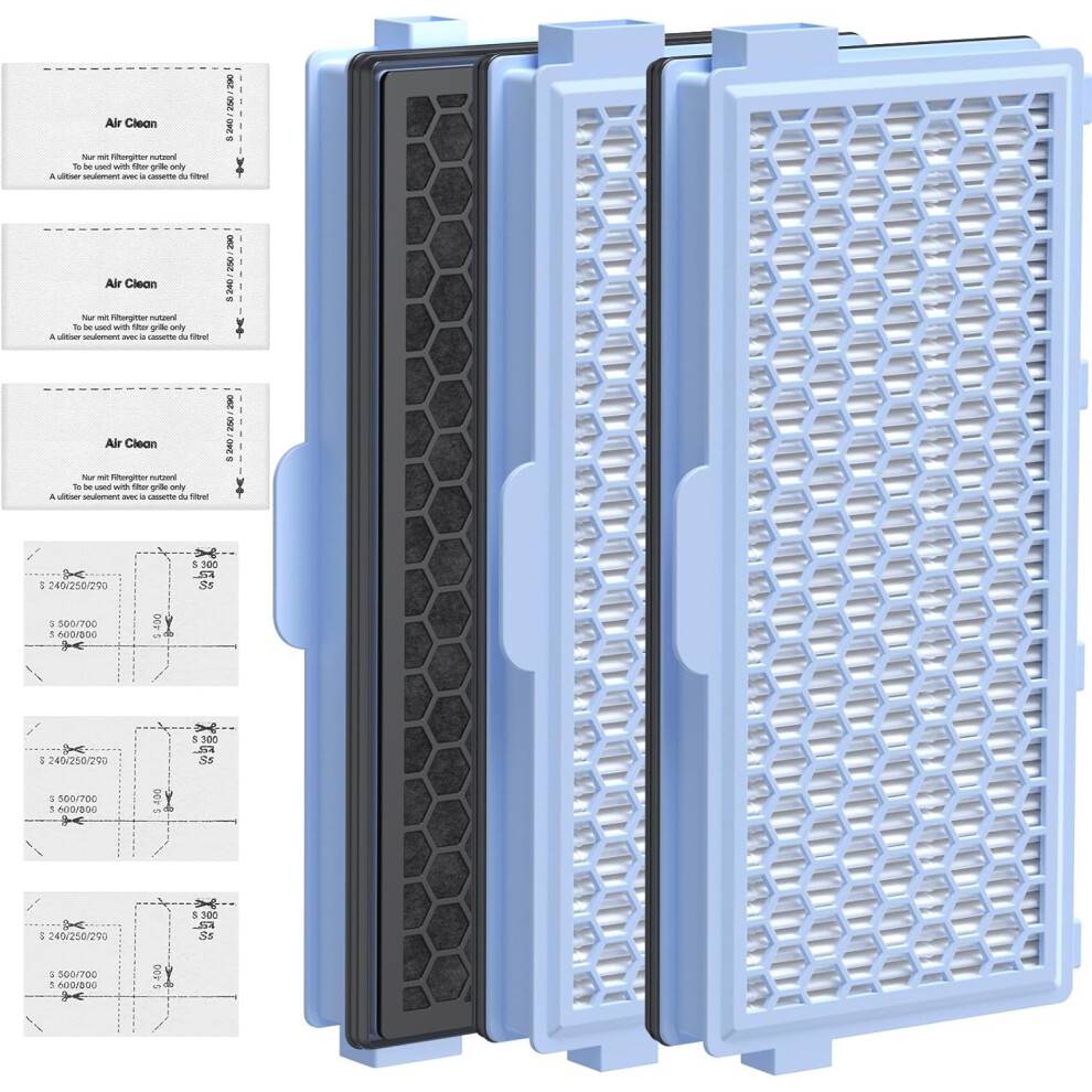 3 filtre kompatible med Miele støvsugere [Compact C1 & C2, Complete C2 & C3, S8340], 3 motorbeskyttelsesfiltre og 3 udstødningsfiltre (udski