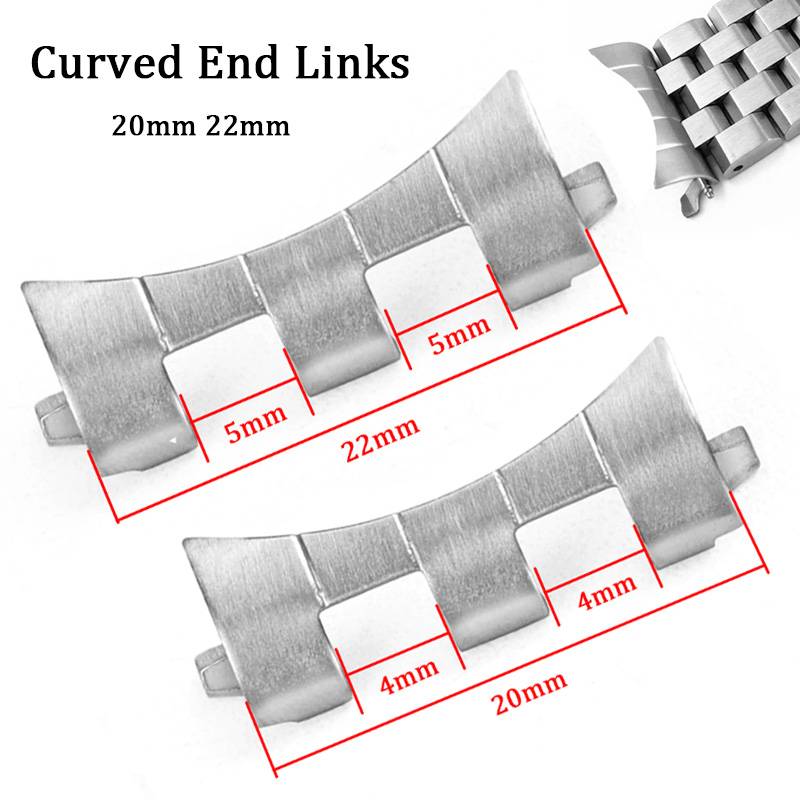 20mm 22mm Stainless Steel Curved End Adapters for Seiko SKX009 SKX007 SKX173/175 Metal Link Watchband Connector Accessories