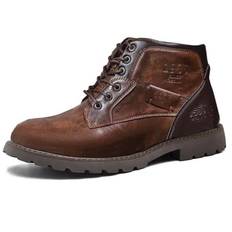 Men's Waterproof And Wear-resistant Spliced ​​lace-up Side Zipper Low-cut Cowboy Boots