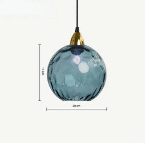 LumiSphere Pendellampa – Elegant Glaskula Belysning - Blå / Varmt ljus