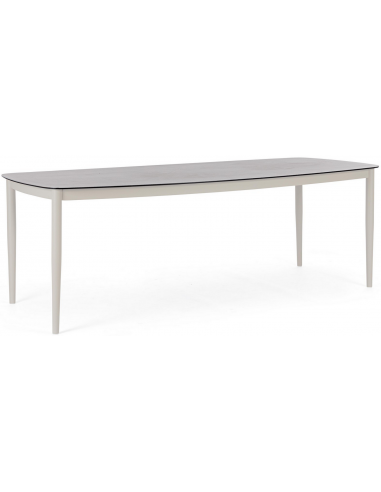 Nestor havebord i aluminium og keramisk glas 220 x 100 cm - Sand/Gråbrun