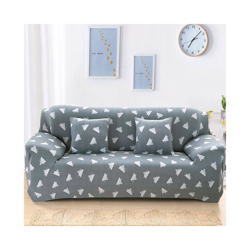 (Triangle,4-Seater)Flower Printed Sofa Cover 1234 Seat Slipcover Antiskid Stretch Cover Couch