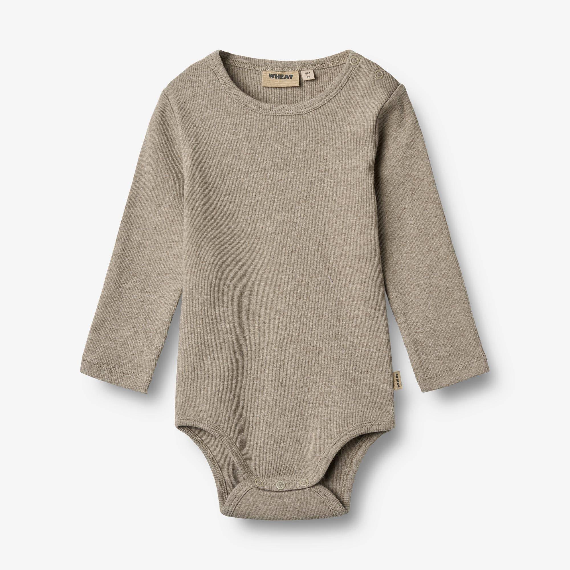 WHEAT® - Langærmet Rib Body Spencer - gravel melange - Str 50.