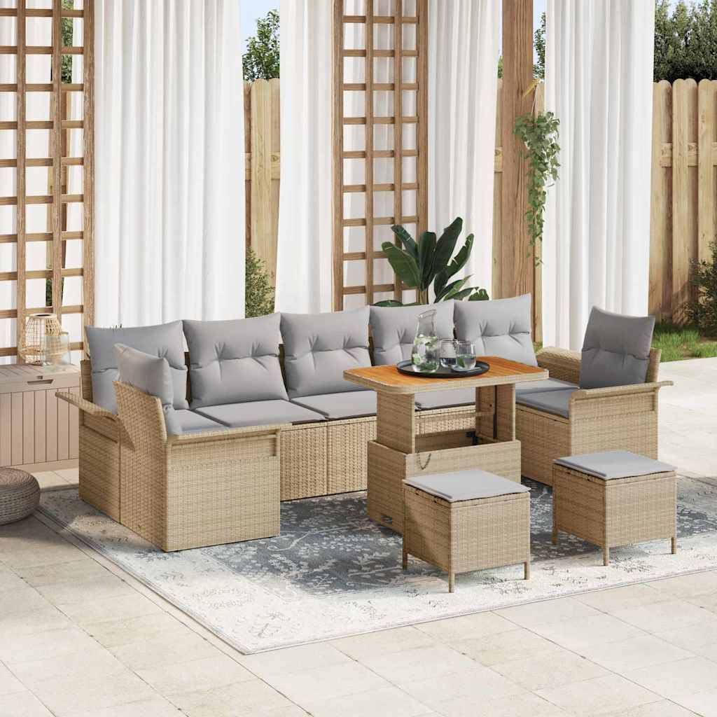 vidaXL Trädgårdsoffset 10 st Beige konstrotting