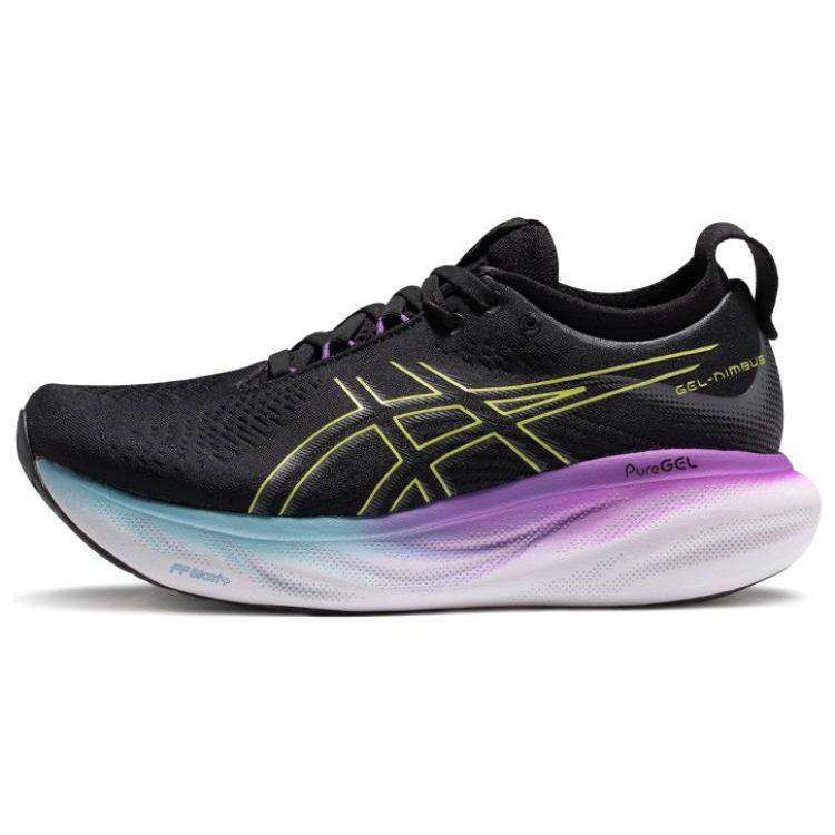 Asics Gel Nimbus 25 Wide Svart Glödgul Dam Sneakers 1012B437-004 cm