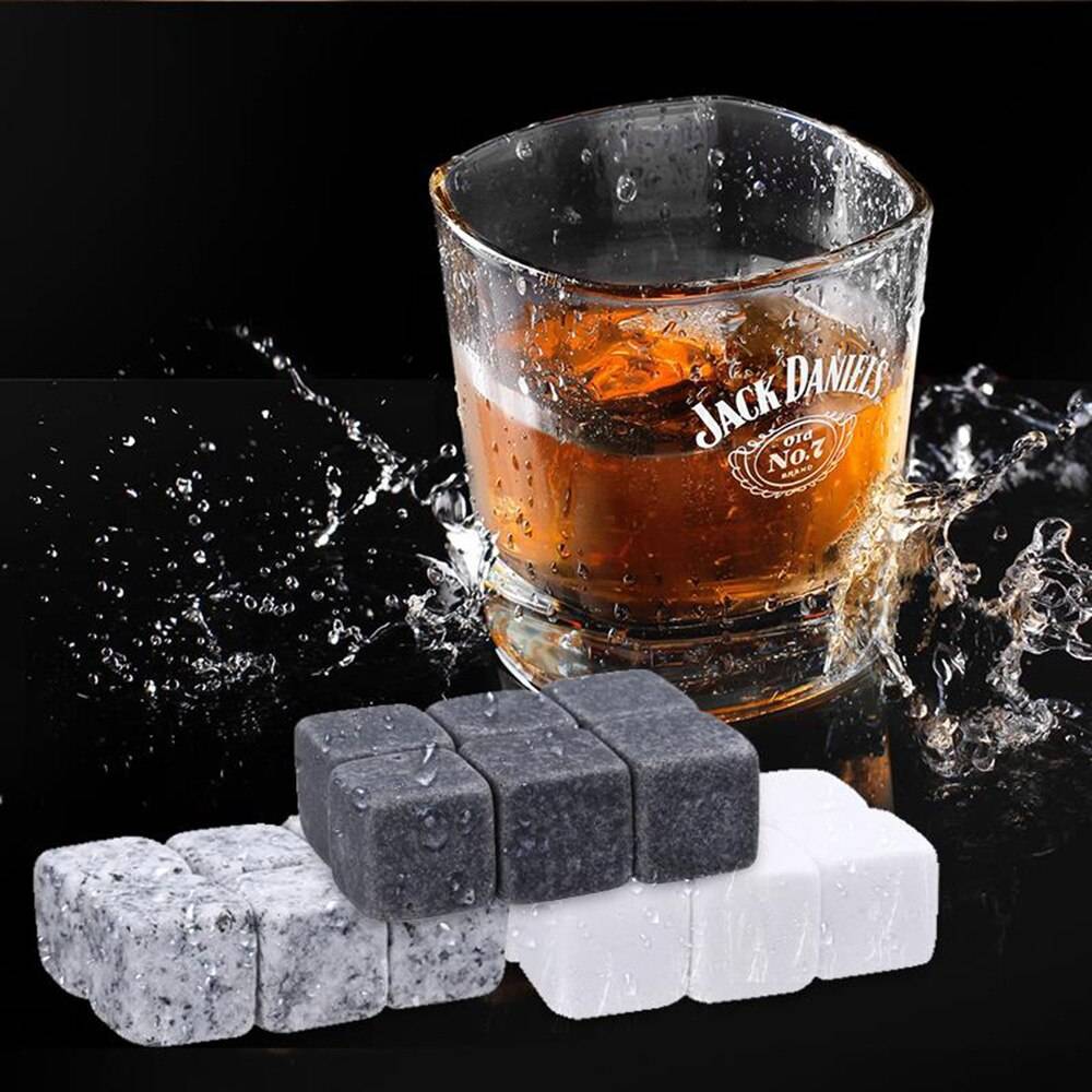 6 st återanvändbara whiskystenar isbitar set vinkylningskub kylning rockfest bröllop vinkyl kök fest bar verktyg - Vit