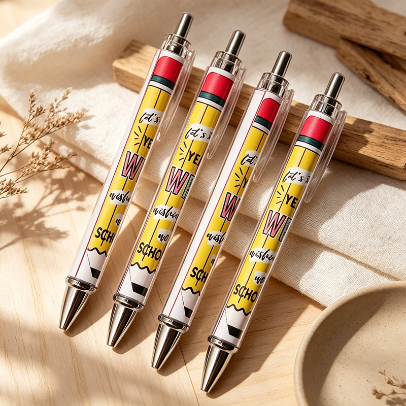 Cartoon pencil graphic printing press ballpoint pen, cute stationery pen for school, suitable for students and teachers