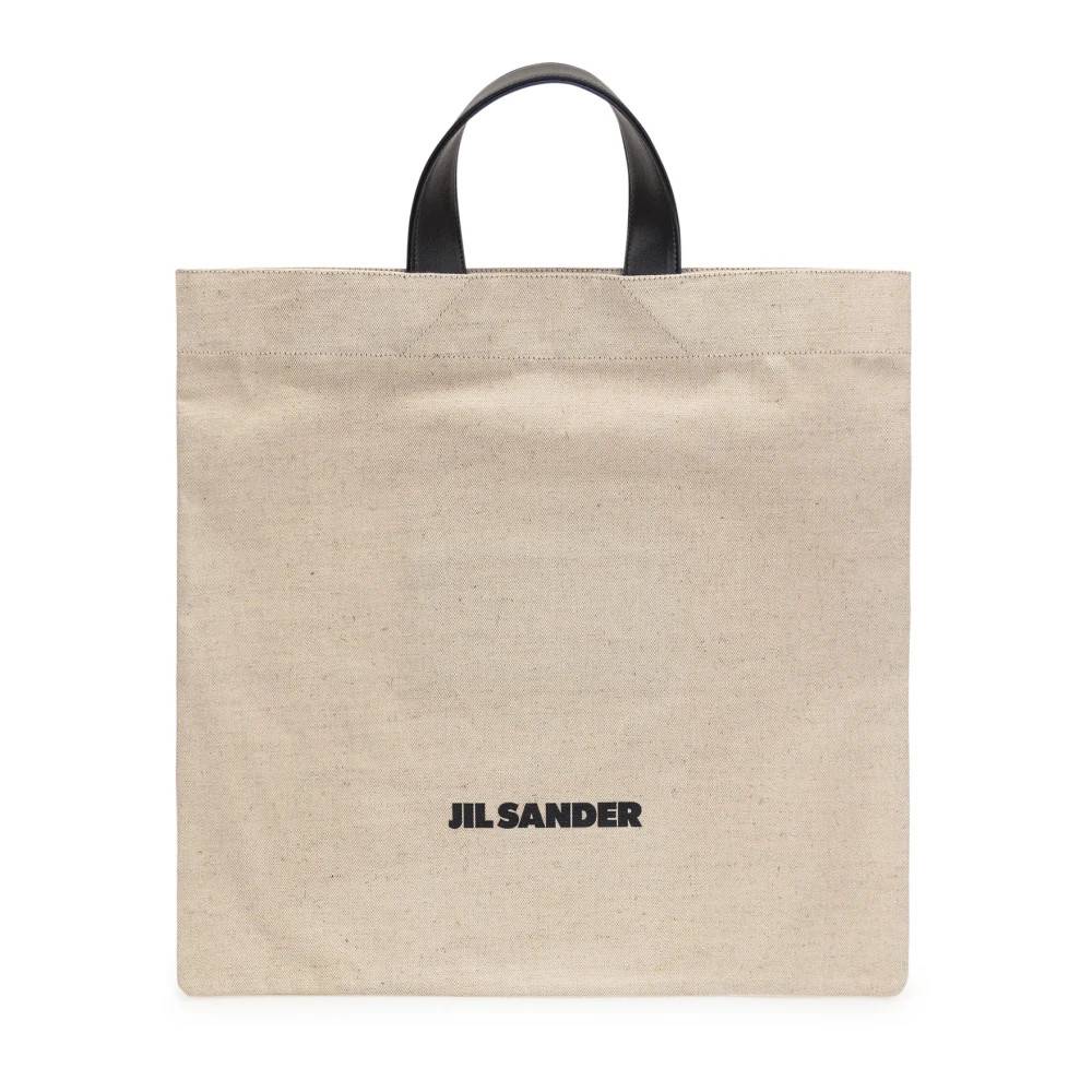 Jil Sander Firkantet Book Tote Shopping Bag - Tasker - Dame - Beige - ONE SIZE - Bomuld