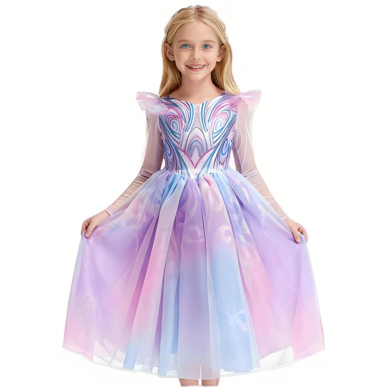 Disney Flickor Cosplay Liten Ljuslila Häxa Prinsessa Glinda Söt Klänning Tillbehör Födelsedagskalas Uppträdande Set 110cm white