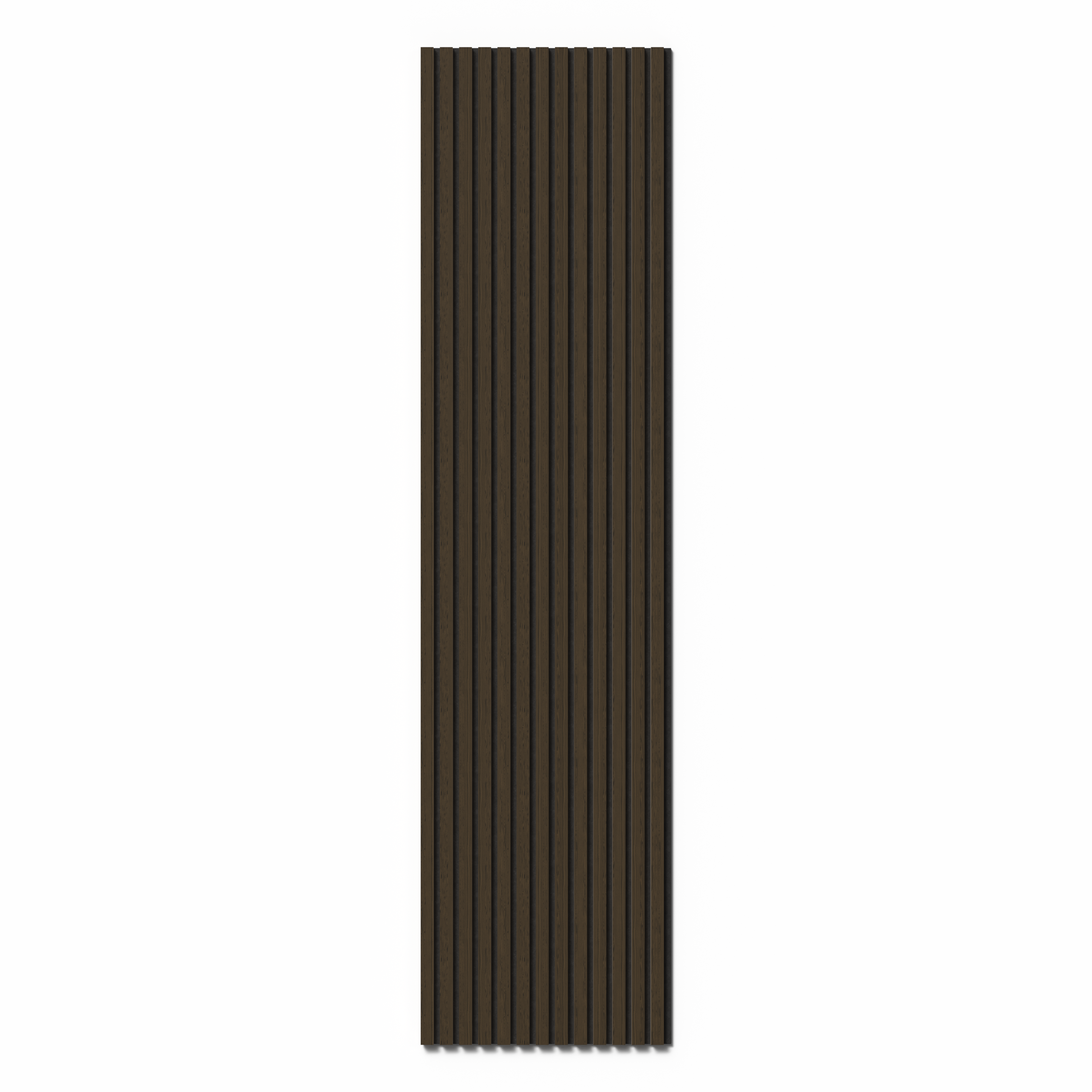 Røget Eg - L: 2480mm - Brandgodkendt Akustikpanel, (B-s1,d0) (Lamelbredde: 27 mm.).