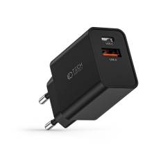 Tech-Protect Network 30W Vægoplader m. 1 x USB-C PD & 1 x USB-A QC - Sort