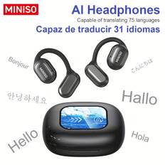 TEMU Miniso X30 Open-ear Translation Headphones, 135 Languages, Touch Screen, Long , High-, Built-in Mic, Usb Charging, Ideal For Work, Travel & Study, Study Earbuds | Screen | Ergonomic Earbuds