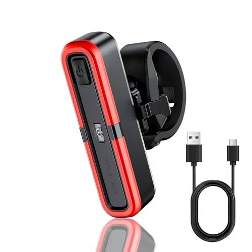 OnMeto Fahrrad Rücklicht, Led Rücklicht Fahrrad USB Type-C Wiederaufladbares Fahrradlicht hinten Rücklicht Ebike IPX5 Wasserdicht für Rennrad, MTB, E-Bike (Schwarz)